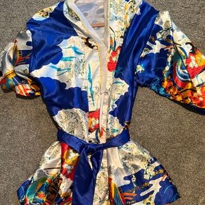 Colorful Satin Kimono Robe